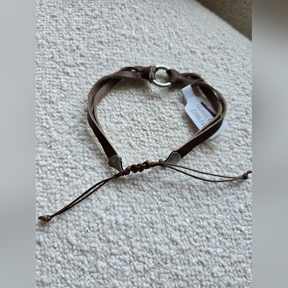 NWT! Free People, County Lines Leather Bracelet, Brown/Silver, MSRP $30 - Picture 5 of 5